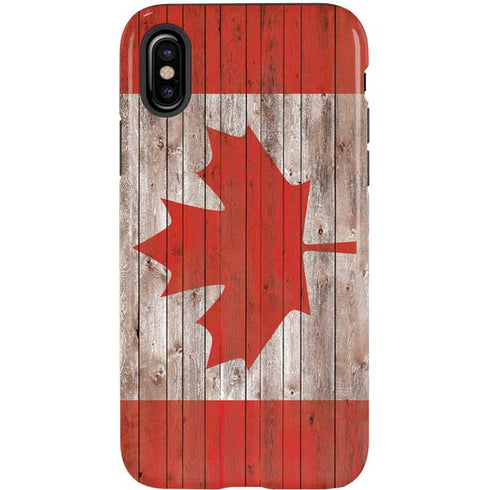 Canadian Flag Dark Wood iPhone XS Pro Case